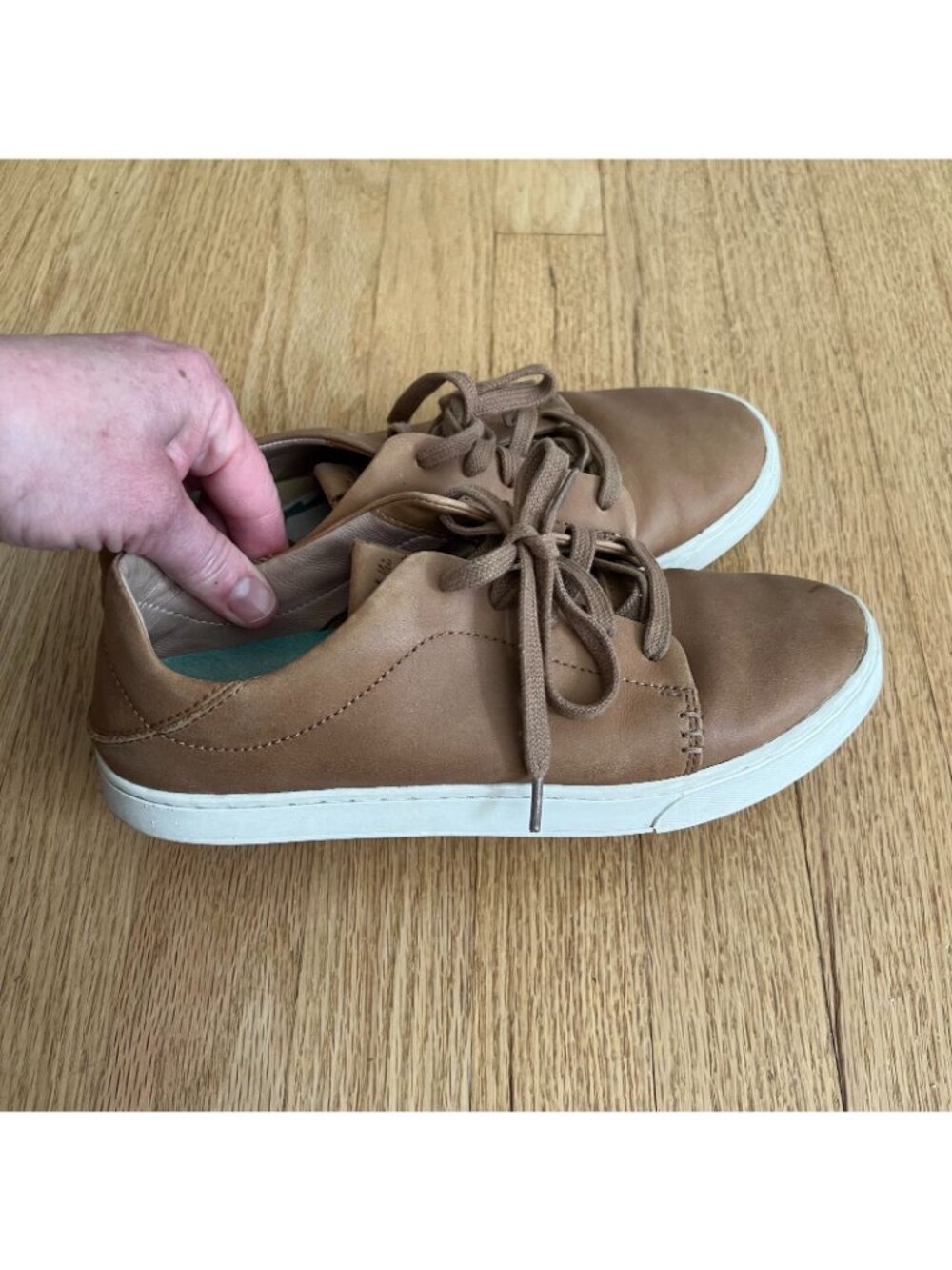 Olukai Pehuea Li Ili Brown Leather Sneakers Women's Size 8 - Picture 5 of 9